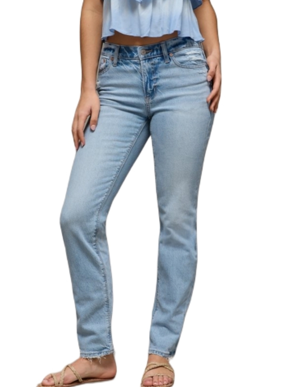 American Eagle Light Wash Mom Straight Jeans